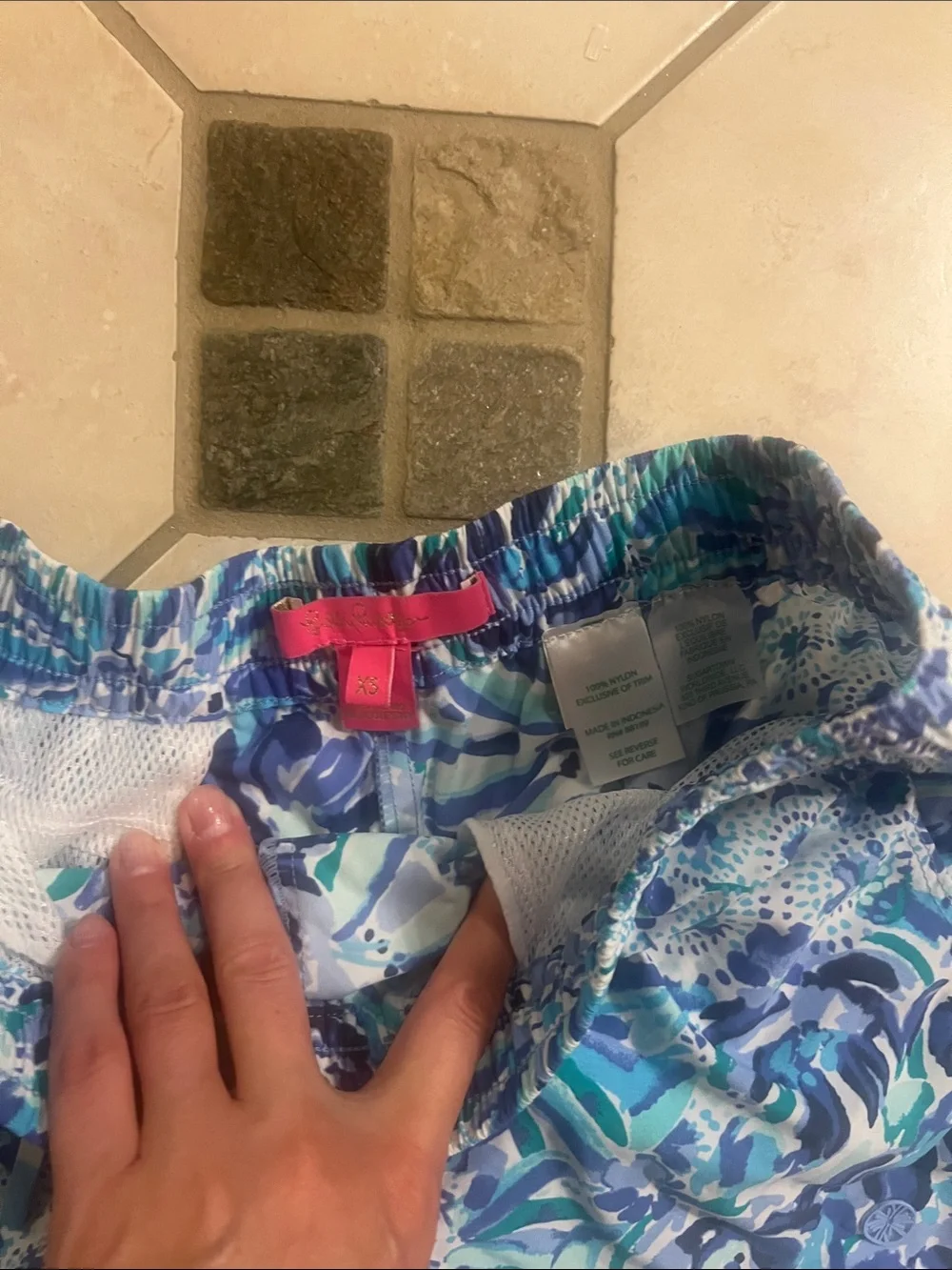 Lilly Pulitzer Blue & Aqua Floral Athletic Shorts
